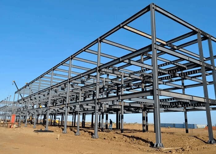 Industrial steel framework in progress