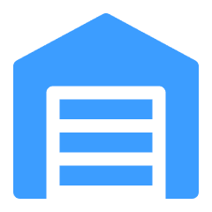 Blue storage building symbol