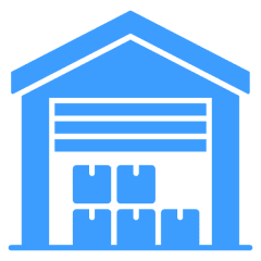 Blue warehouse symbol