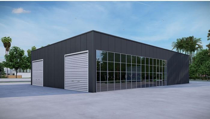 Large garage doors on industrial building