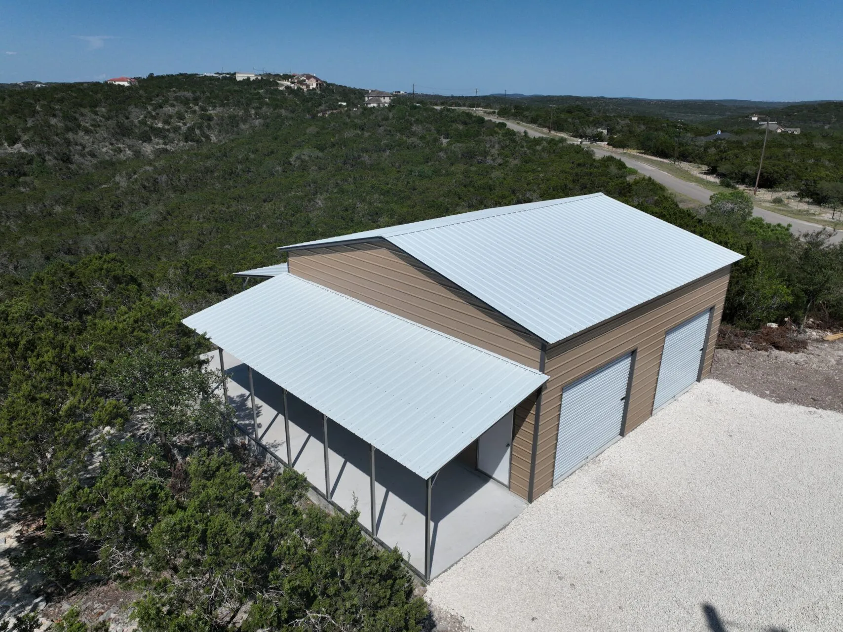 Large storage shed in countryside