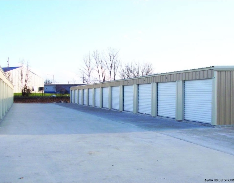 Outdoor storage facility under clear sky