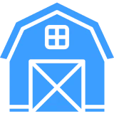 Blue farm building symbol