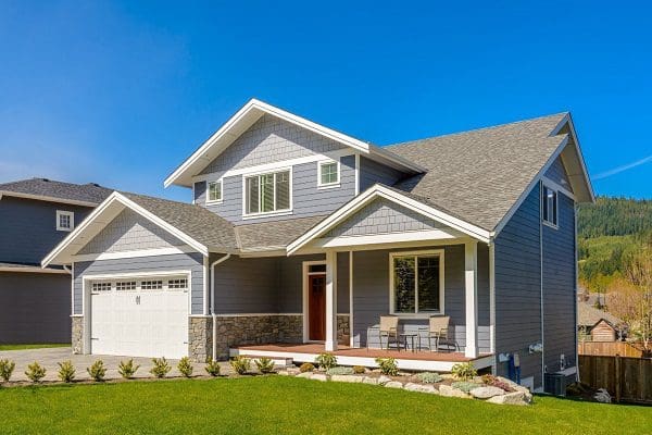 Modern house with landscaped front yard