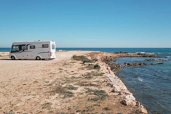 Motorhome at seaside cliff