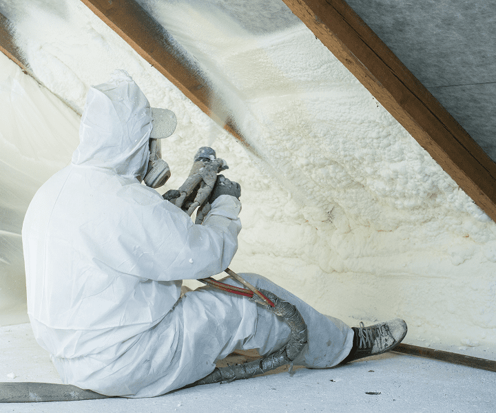 Attic insulation with spray foam
