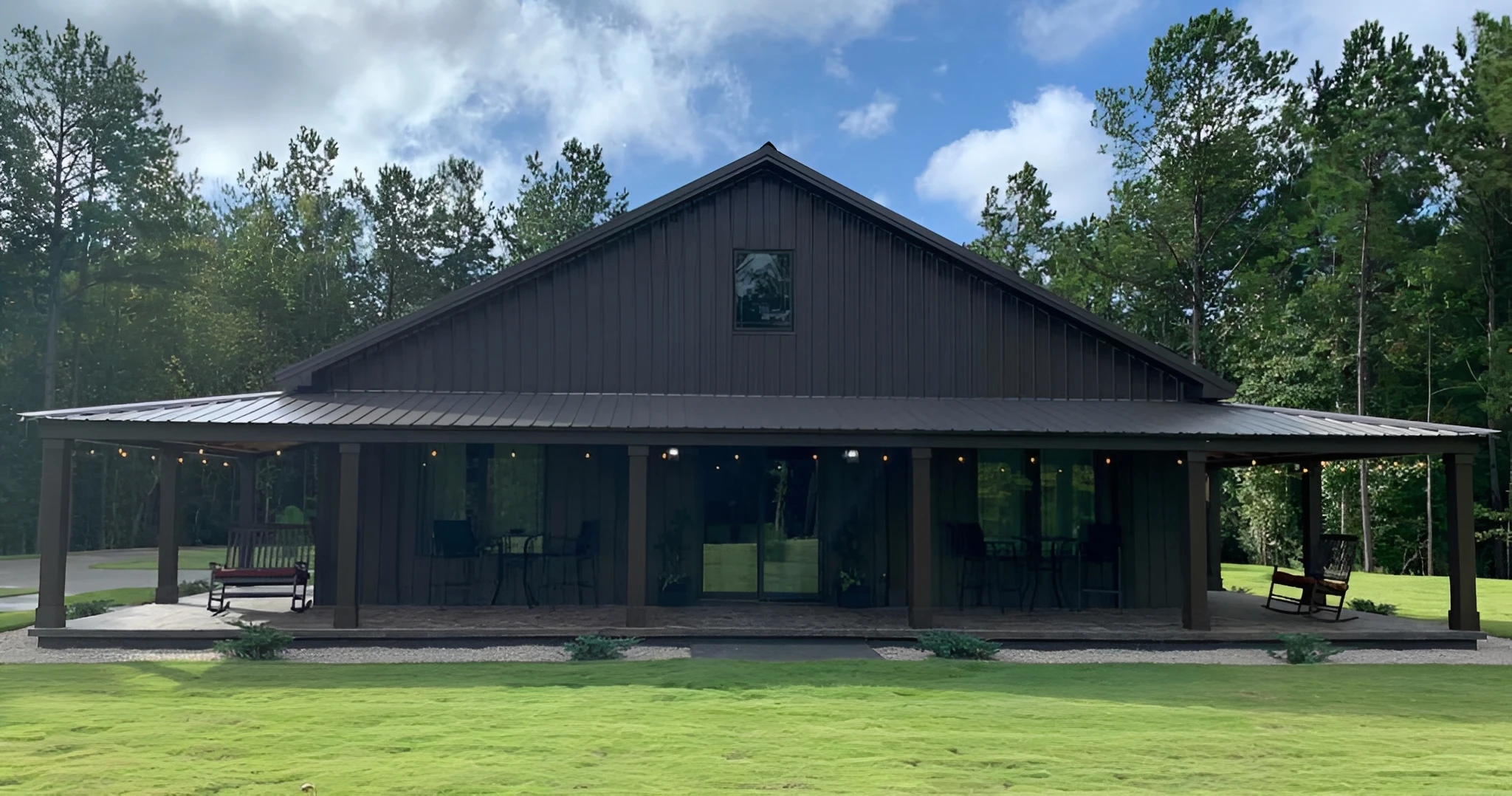 Modern barn with overhang in nature