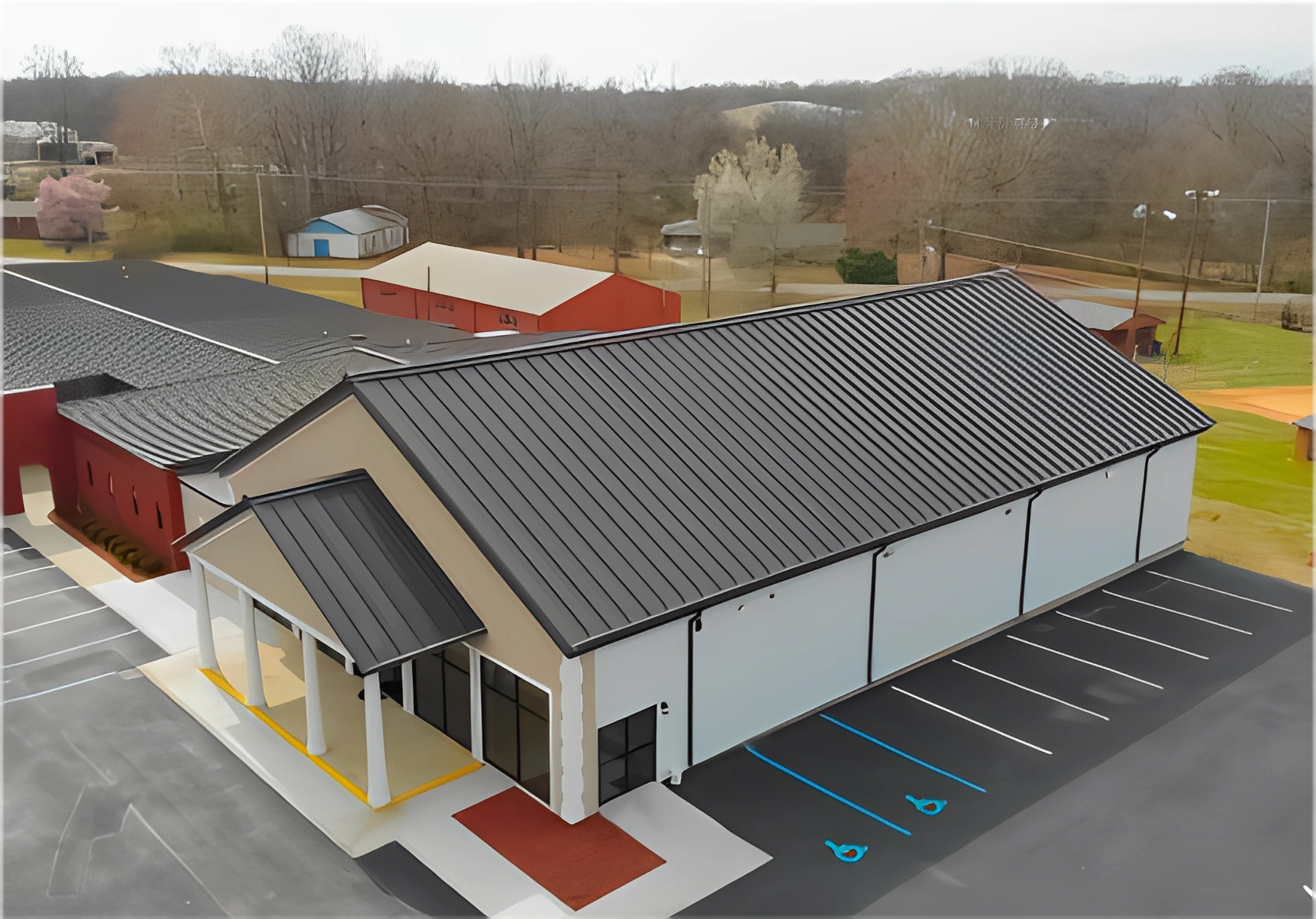 New construction with parking spaces