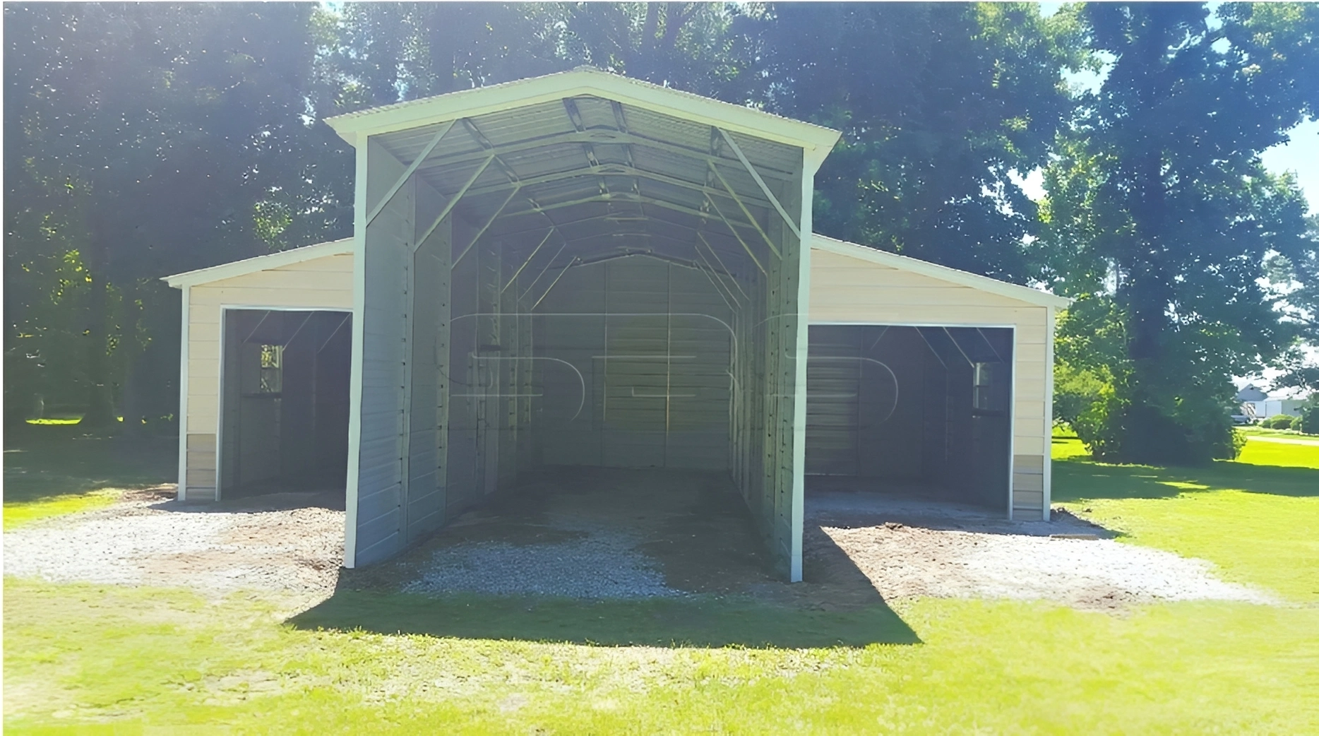 Metal carport with open front