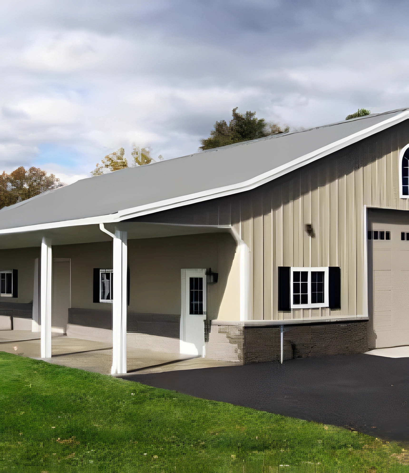 Modern barn with garage door