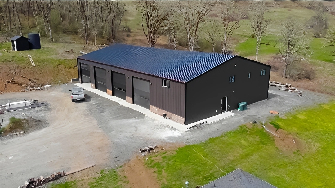 Aerial view of countryside storage facility