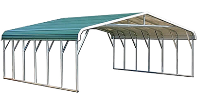 Steel frame carport with corrugated roof