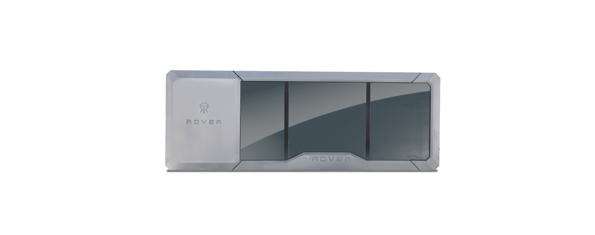 Sleek rectangular device on black background.