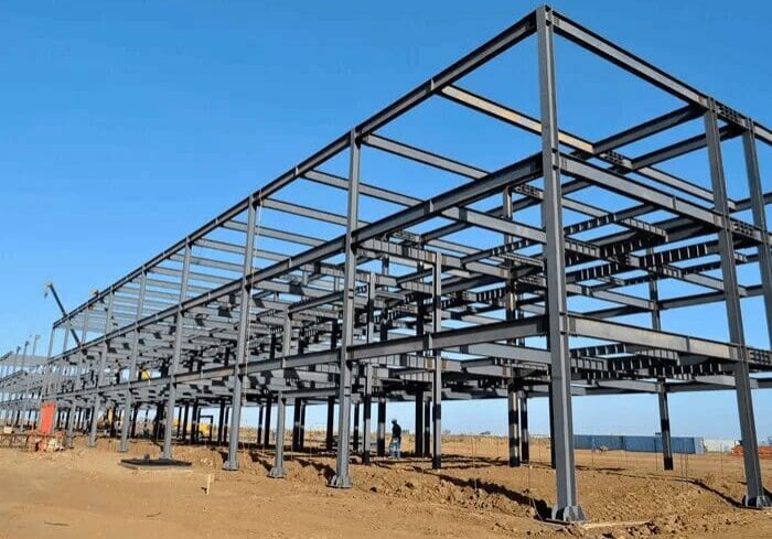 Industrial steel framework in progress