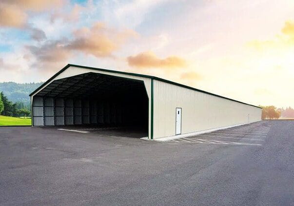 Large empty warehouse with open entrance.