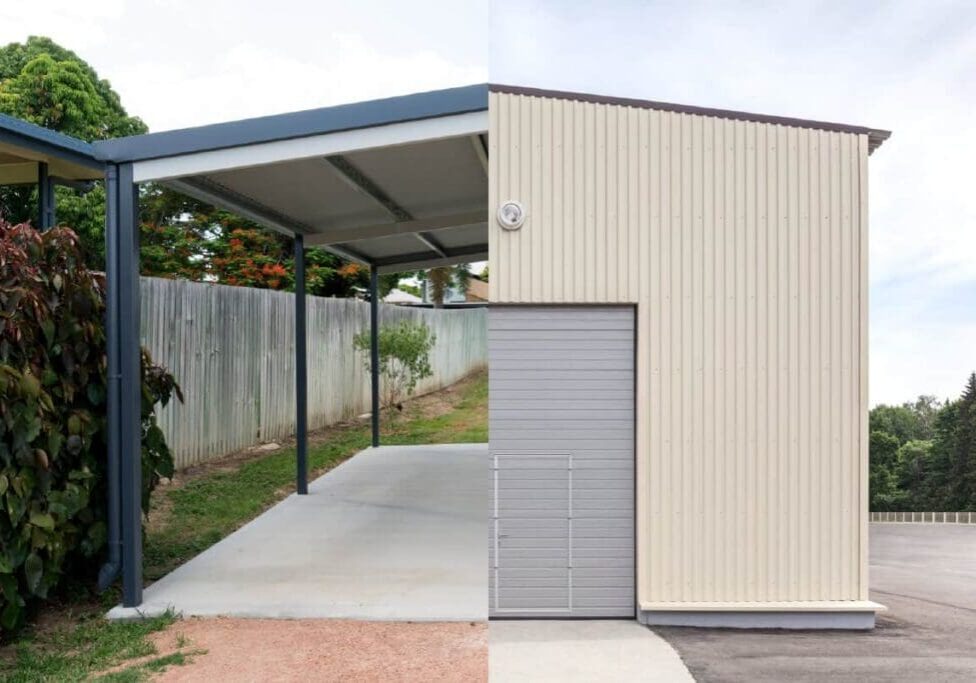 Outdoor carport and warehouse building