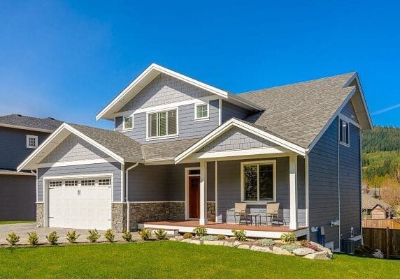 Modern house with landscaped front yard