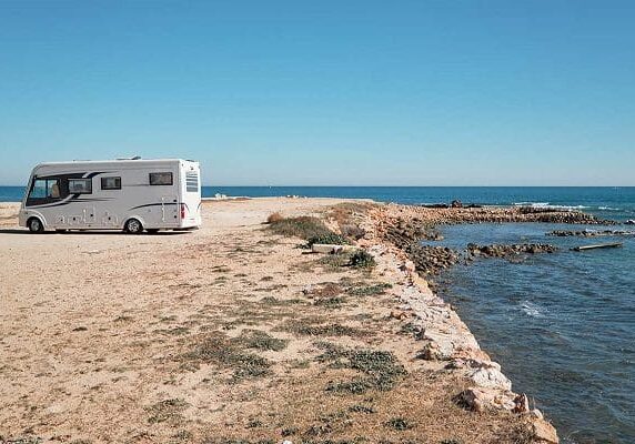 Motorhome at seaside cliff